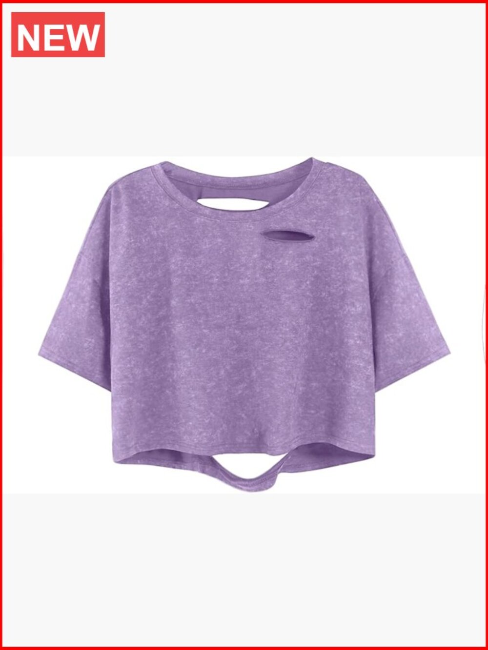 Oversized Short Sleeve Crop Top Ripped Distressed Tee